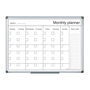 Organizator magnetic lunar, orizontal, ramă aluminiu, 60x90 cm, alb si negru, Bi-Office