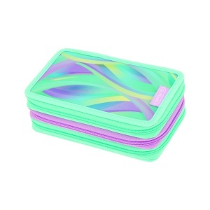 Penar echipat Herlitz, 31 piese, 3 fermoare, dimensiune 19 x 11.5 x 7 cm, motiv Minty Love