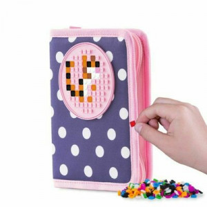 Penar neechipat fete, 1 fermoar, Dimensiuni 20.3x12x3.7cm, studentesc Albastru cu buline Pixie - Img 1