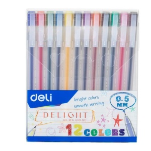 Pix cu gel Deli, 0.5mm, set 12 culori