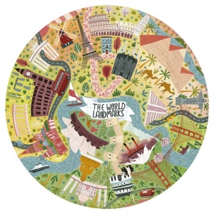 Puzzle circular Harta lumii – Monumente, 48 piese3