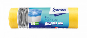 Saci menajeri Zorex Clasic, 120L, galben, 10 buc/rola