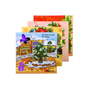Șerveţele de masă decorative Crăciun, 3 straturi, 33×33 cm, 20 buc, Papelino Finesse