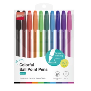 Set 10 pixuri unică folosință Deli Q69, diverse culori, 0.7mm