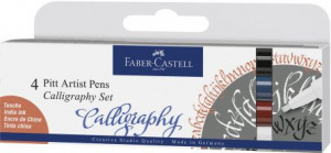 Set 4 buc marker caligrafic Faber-Castell Pitt
