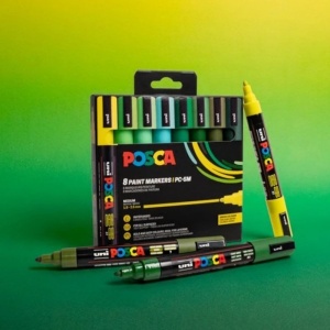Set 8 culori markere UNI PC-5M Posca 1.8-2.5 mm, nuanțe de verde2