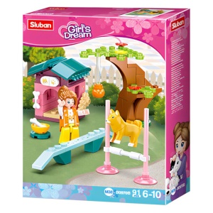 Set de construcție Sluban Girl's Dream, 91 piese, Teren dresaj căței
