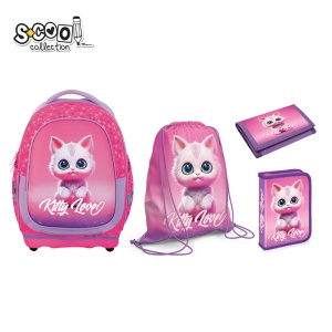 Set micul școlar: Ghiozdan, Penar echipat, Sac Sport, Portofel, Kitty Love - S-COOL