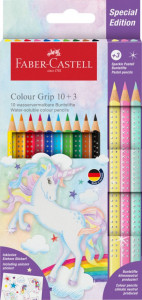 Set promo creioane colorate 10+3 culori Faber-castell Grip 2001 Unicorni
