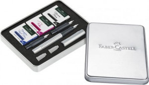 Set stilou caligrafic Faber-Castell Grip 2011, argintiu3