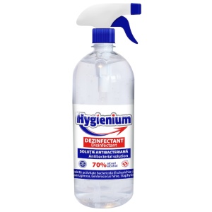 Soluție dezinfectantă, virucidă și antibacteriană pentru mâini, pe bază de alcool, cu pulverizator, Hygienium 1000 ml, avizat Ministerul Sănătății