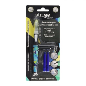 Stilou Strigo cerneală cu ștergere + 2 rezerve + dispozitiv curățare, în blister, Geometric