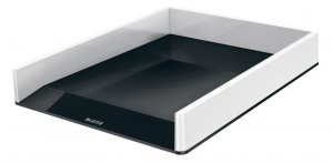 Tăviță documente Leitz WOW A4 C4 suprapozabilă, design dual-color, ideală pentru organizarea documentelor.