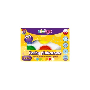 Acuarele guașe Strigo Pastel în borcănel, 6 culori x 20 ml