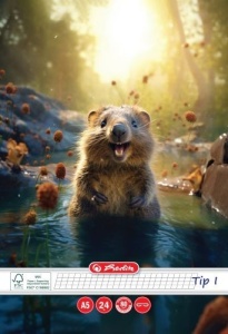 Caiet Herlitz Motiv Funny Wildlife, A5, 24 file, hârtie 80g/Mp Fsc Mix, Tip I