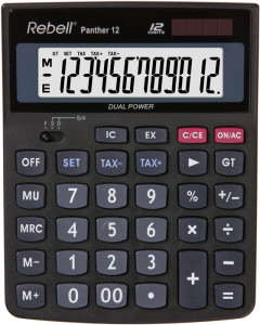 Calculator de birou, 12 digits, 147 x 115 x 32 mm, Rebell Panther 12, negru