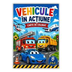 Carte de colorat NEBO, A4, 8 file, Vehicule