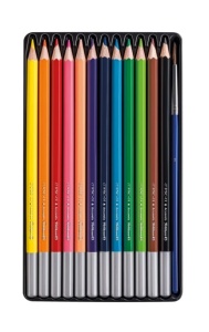 Creioane colorate hexagonale, solubile în apă, mină 3 mm, set 12 + pensulă5