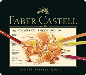 Creioane Colorate Polychromos 24 Culori Cutie Metal Faber-Castell