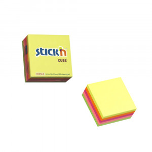 Cub notes autoadeziv in 5 culori neon 51 x 51 mm, 250 file, Stick"n