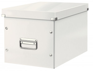Cutie depozitare carton laminat Leitz Click & Store Cub Mare, finisaj glossy, mânere metalice, design modern