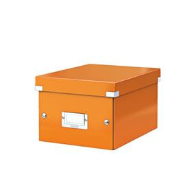Cutie depozitare carton laminat Leitz Click & Store Mica A5, colțuri metalice, suport etichetă, design modern
