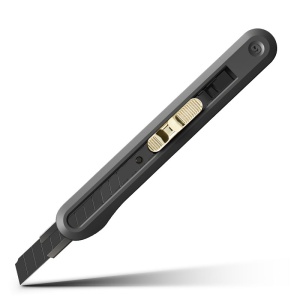 Cutter mic cu șină Nusign Deli, lamă neagră, 60 grade, negru