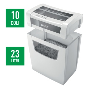Distrugator de documente manual LEITZ IQ Home Office, P4, cross-cut (confeti), 10 coli, cos 23l, alb4
