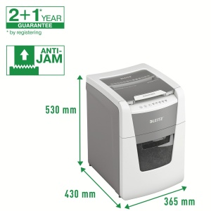 Distrugator documente automat Leitz IQ Small Office, P4, cross-cut, 100coli, cos 34l, alb-gri6