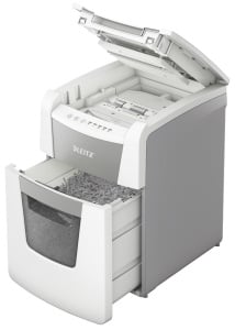 Distrugator documente automat Leitz IQ Small Office, P5, micro-cut, 100coli, cos 34l, alb-gri11