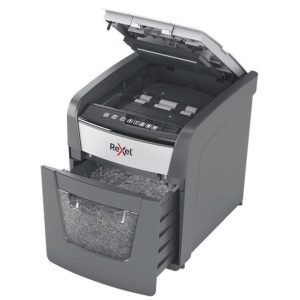 Distrugător documente automat Rexel Optimum 50X, P4, cross-cut (confeti), 50 coli, coș 20l, negru-g3