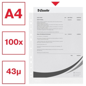 File protecție A4 Esselte, 43 microni, 100/set3