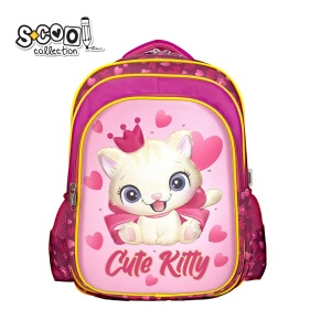 Ghiozdan 3D CUTE KITTY - S-COOL, cu led, 40x32x19.5 cm