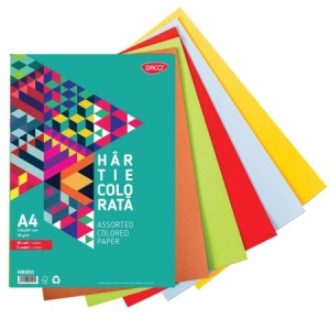 Hârtie colorată Daco, A4, 80 g/mp, 50 coli, 10 culori