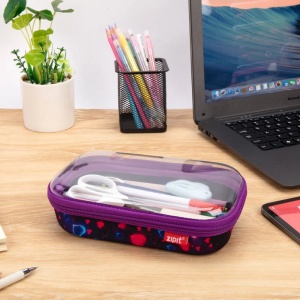 Penar cu fermoar ZIPIT Clear Top Storage Box - Neon Heart6