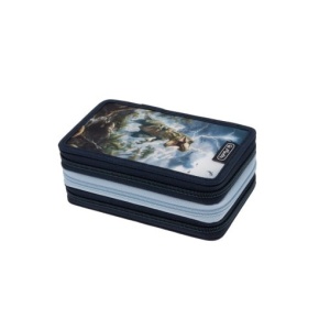 Penar echipat Herlitz, 31 piese, 3 fermoare, dimensiune 19 x 11.5 x 7 cm, motiv T Rex2