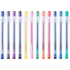 Set 12 bucati pixuri cu gel Deli Delight, cu mecanism, 0.5 mm, diverse culori2