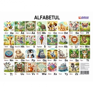 Planșă A4 Alfabetul, carton 230g/mp, laminat pe față