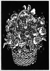 Plansa catifea A4 - Botanica Cos cu flori