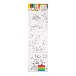 Puzzle pentru colorat + 5 carioci, 3 buc/set3