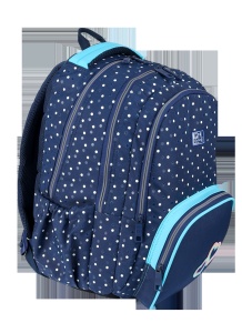 Rucsac Oxford Dots, 3 compartimente, 29 x 44 x 22 cm, 28 l, buzunar frontal cu fermoar, buzunare laterale, buzunar exterior ascuns cu fermoar dublu pentru dreptaci / stângaci, etichetă nume, suport orar, mâner și barete buretate, mâner telescopic2