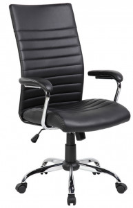 Scaun de birou, brate plastic, rotile, piele ecologica, Office Products Ibiza - negru