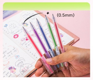 Set 12 pixuri cu gel Deli Indelight, cu mecanism, 0.5 mm, diverse culori4