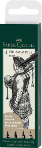 Set 4 buc marker Faber-Castell Pitt Artist Pen ( 1.5,C,B,FM), negru