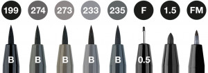 Set 8 markere Faber-castell Pitt artist pen, negru și gri2