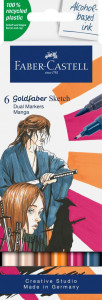 Set sketch markere 2 capete Faber-castell manga goldfaber, 6 buc/set 