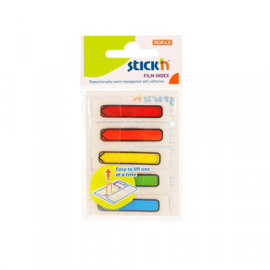 Stick index plastic transparent color Stick"n - săgeată - 5 culori neon, 45 x 12 mm, 5 x 20 file/set