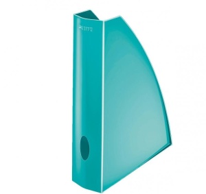 Suport dosare din plastic Leitz WOW A4 75mm, design modern și finisaj lucios.
