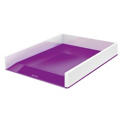 Tăviță documente Leitz WOW A4 PS culori duale, finisaj lucios, design modern.