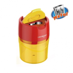 Ascuțitoare dublă Keyroad Robby, 2 orificii, plastic, cu rezervor, diverse culori2